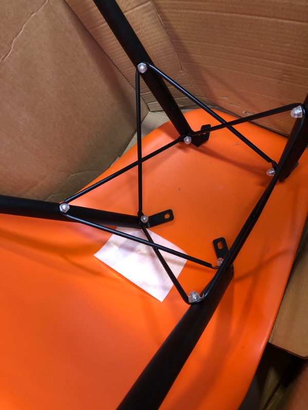 Photo 3 of 2xhome - Orange - Molded Plastic Shell Bedroom Dining Side Ray Chair with Black Wood Eiffel Dowel-Legs Base Nature Legs No Arm