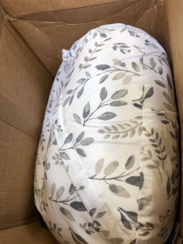 Photo 2 of Boppy Original Support Nursing Pillow, Gray Taupe Leaves, Ergonomic Breastfeeding, Bottle Feeding, and Bonding, Firm Hypoallergenic Fiber Fill, Removable Cover, Machine Washable