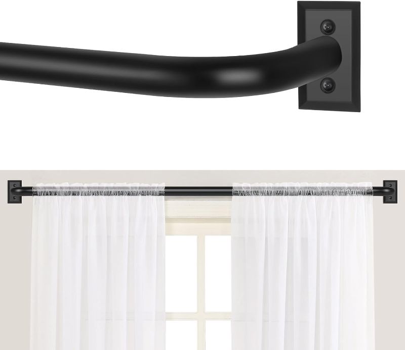 Photo 1 of 2 Pack Blackout Wrap Around Curtain Rods for Window 28 to 48 Inch(2.3-4ft), Matte Black Curtain Rods Room Darkening Curtain Rod 1 inch Diameter Single Drapery Rod of Window Treatment, Matte Black Matte Black 28-48''