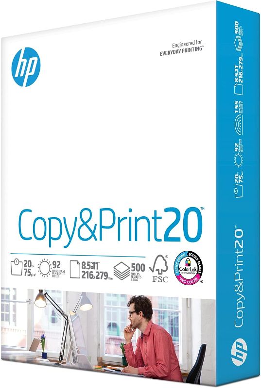 Photo 1 of 2x HP Printer Paper | 8.5 x 11 Paper | Copy &Print 20 lb | 1 Ream Case - 500 Sheets| 92 Bright | Made in USA - FSC Certified | 200060
