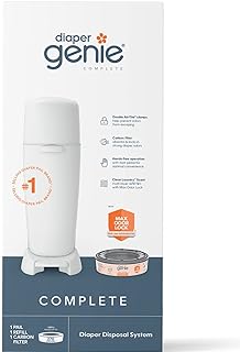 Photo 1 of Diaper Genie Complete Diaper Pail (White) with Antimicrobial Odor Control | Includes 1 Diaper Trash Can