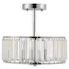 Photo 1 of 13 in. 3-Light Chrome Crystal Chandelier Semi Flush Mount with Crystal Drum