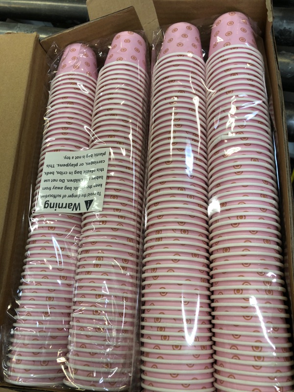 Photo 2 of [600 Pack] 3 oz Disposable Paper Cups, Small Bathroom Cups, Mouthwash Cups, Mini Colorful Espresso Cups, Paper Cups for Party, Picnic, BBQ, Travel, Home and Event(Pink) Dot-Pink