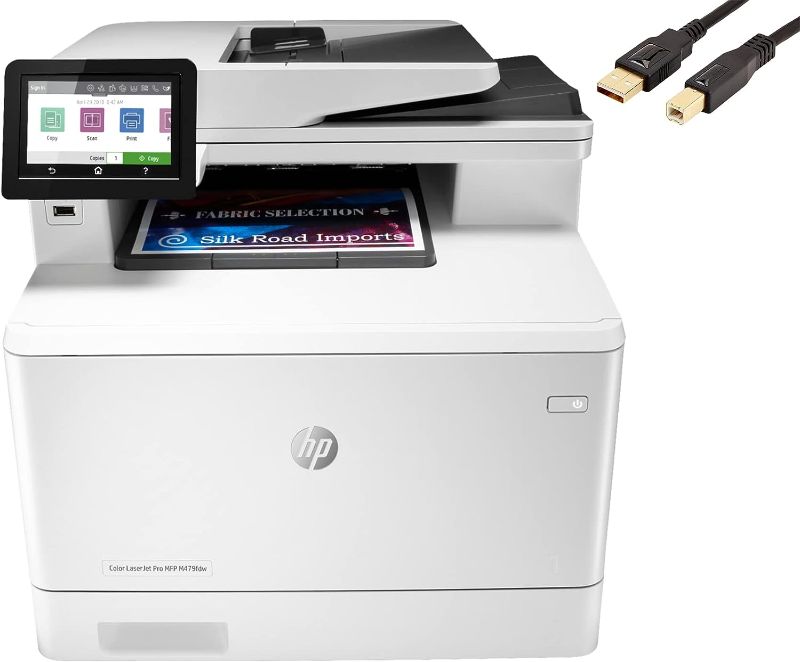 Photo 1 of HP Color LaserJet Pro M479fdw Compact Wireless All-in-One Laser Printer, Print Scan Copy Fax, 4.3" Color Touchscreen, Auto 2-Sided Printing, WIFI, USB 2.0, 28ppm, 50-sheet, 600x600DPI, White,Durlyfish
