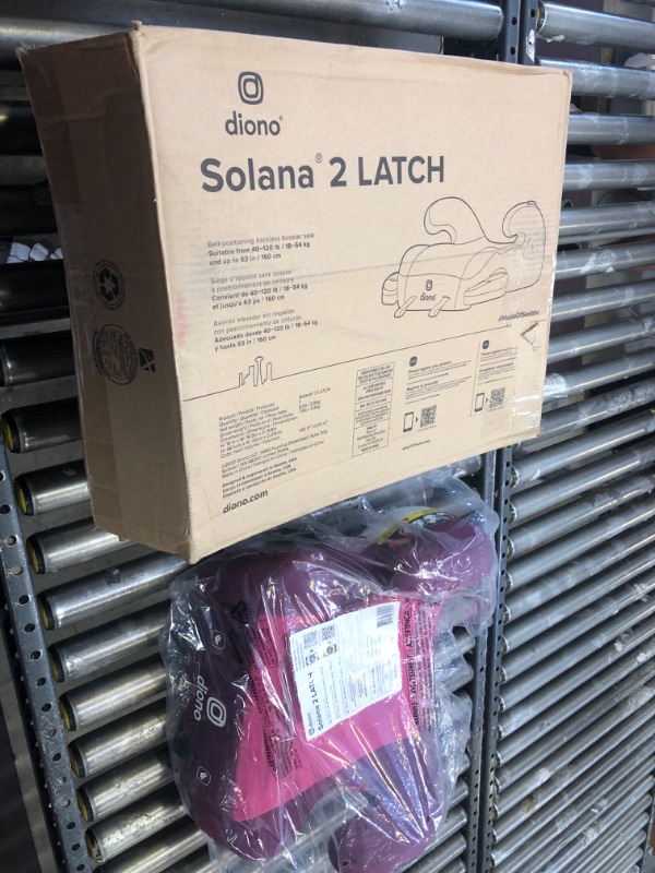 Photo 2 of Diono Solana 2 XL 2022, Dual Latch Connectors, Lightweight Backless Belt-Positioning Booster Car Seat, 8 Years 1 Booster Seat, Pink NEW! LATCH Connect Single Pink