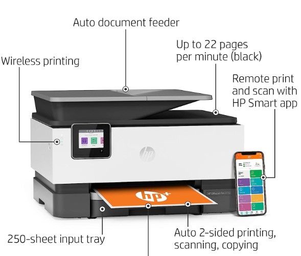 Photo 1 of HP OfficeJet Pro 9015e Wireless Color All-in-One Printer with 6 Months Free Ink (1G5L3A) (Renewed Premium)