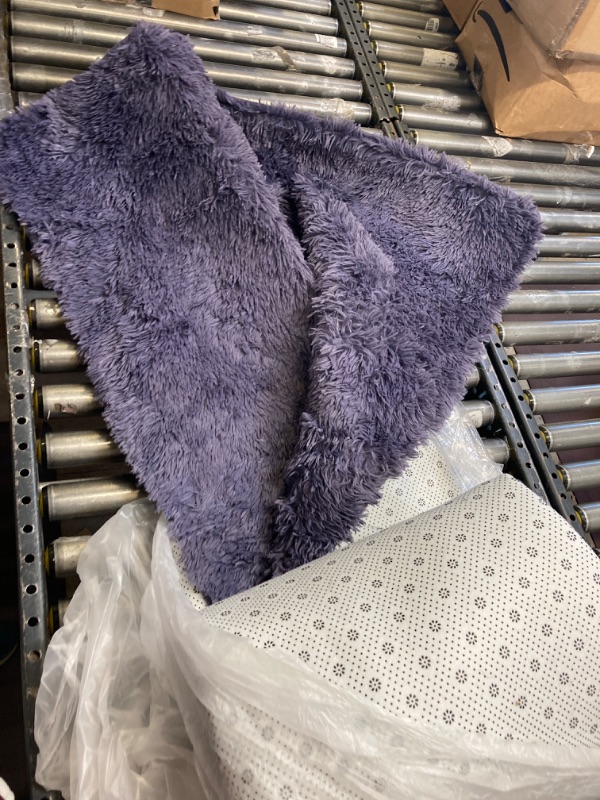 Photo 2 of  Soft Fluffy Purple Faux Fur Rugs for Bedroom Bedside Rug 3x5 Feet, Washable, Furry Sheepskin Area Rug for Living Room Girls Room, Luxury Shag Carpet Home Decor