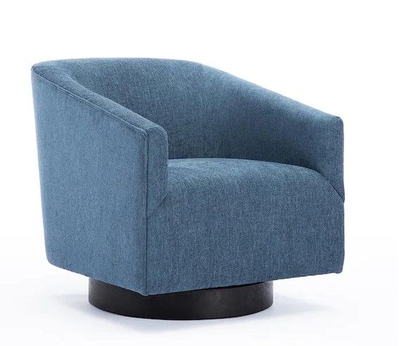 Photo 1 of BLUE SWIVEL CHAIR WOOD BASE 