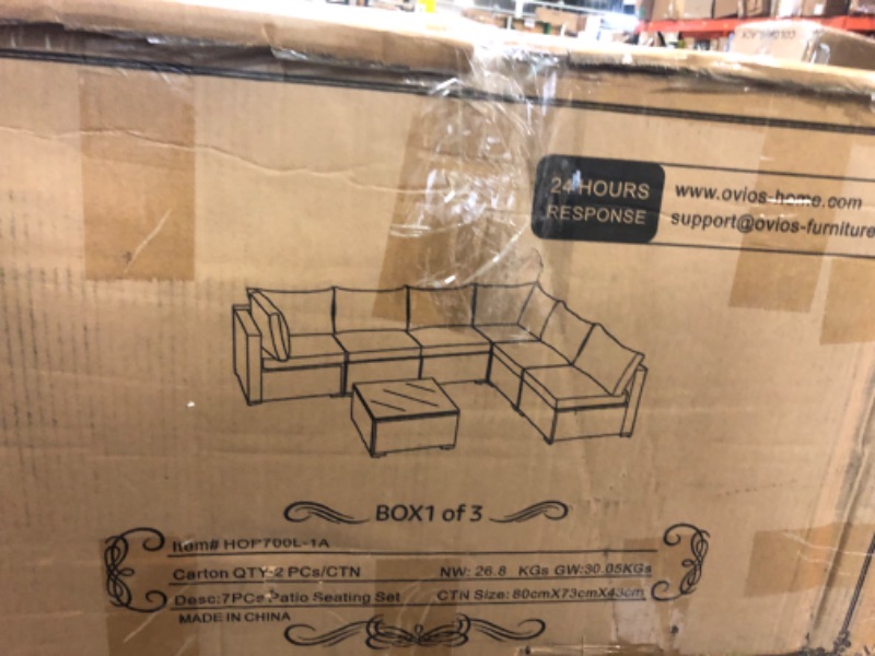 Photo 4 of *BOX 1 OF 3, INCOMPLETE SET* Ovios Outdoor Sectional Furniture 7-Piece with Cushions and Table
