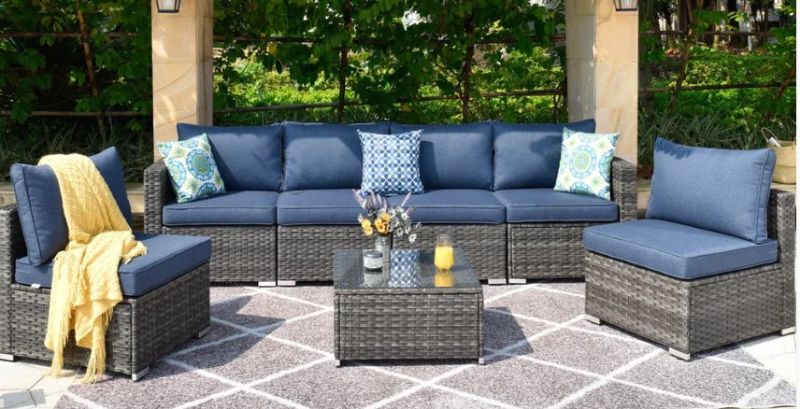 Photo 1 of *BOX 2 OF 3, INCOMPLETE SET* Ovios Outdoor Sectional Furniture 7-Piece with Cushions and Table
