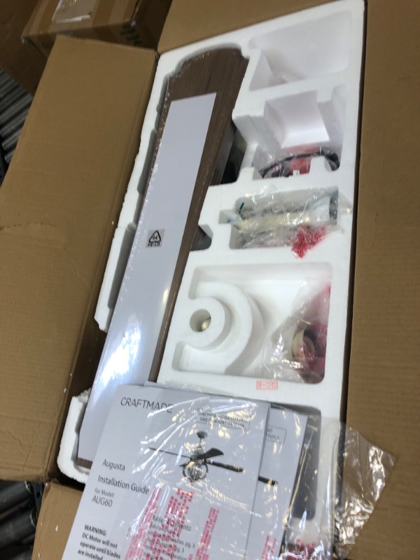 Photo 1 of Craftmade AUG60CW4 Augusta Dual Mount 60" Ceiling Fan with LED Light and Remote Control, 4 Blades, Cottage White