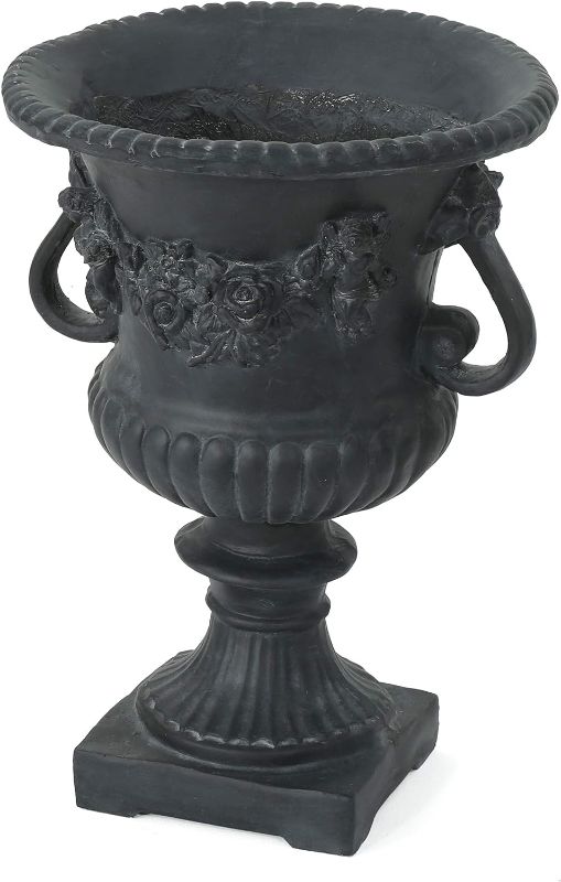 Photo 1 of Christopher Knight Home Buena Outdoor 24" Cast Stone Urn, Antique Black
