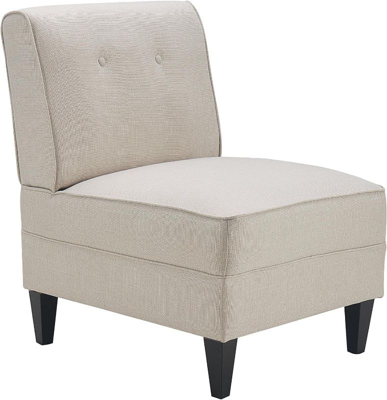 Photo 1 of Serta Copenhagen Armless Accent Cushioned Seat and Padded Back, Slipper Chair, Compact Profile, Sleek Lines, Button Tufting, Modern Cream