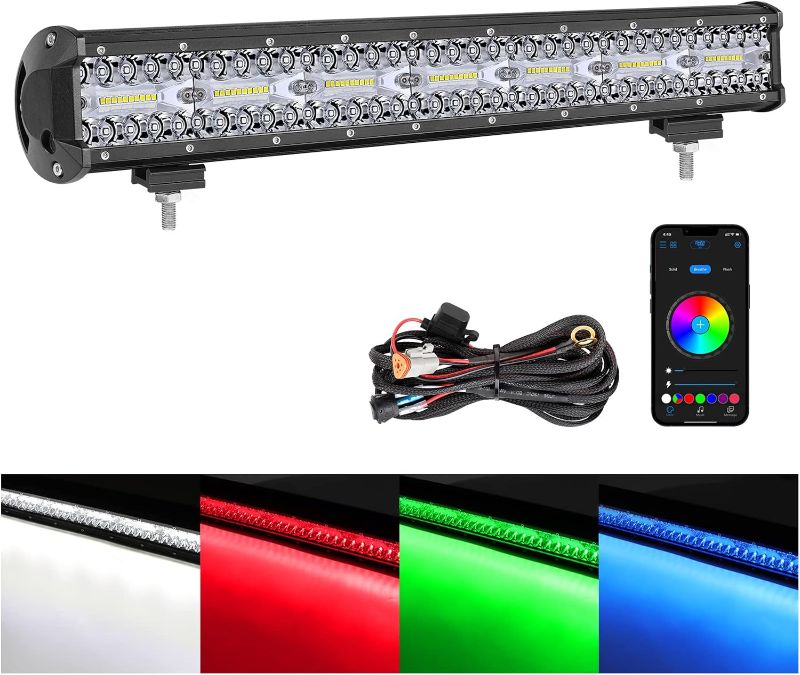 Photo 1 of ACEC SHOP RGB LED Light Bar for Truck, 20 Inch RGB LED Light Bar with Wiring Harness LED Chasing Light Bar Color Chasing Halo Light RGB LED Driving Light RGB LED Pods Off Road Lights for Truck UTV RZR
