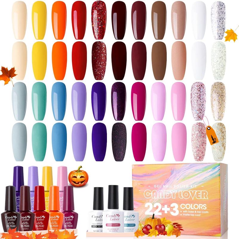 Photo 1 of Candy Lover Gel Nail Polish, 25 Pcs Neon Bright Gel Nail Polish Set with Base Top Coat Matte Coat, Soak Off Gel Polish, UV Nail Polish Set, Pink Purple Glitter Red White Nudes Gel Colors
+++FACTORY SEALED +++