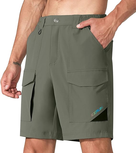 Photo 1 of EZRUN Men's Hiking Cargo Shorts Casual Outdoor Tactical Work Golf Shorts with Multi Pocket for Fishing Camping Travel
