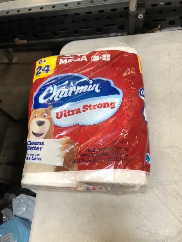 Photo 2 of Charmin Ultra Strong Toilet Paper, 6 Mega Rolls = 24 Regular Rolls