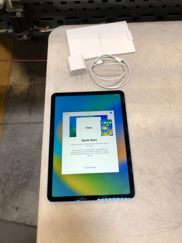 Photo 2 of Apple iPad Air (5th Generation): with M1 chip, 10.9-inch Liquid Retina Display, 64GB, Wi-Fi 6, 12MP front/12MP Back Camera, Touch ID, All-Day Battery Life – Blue
