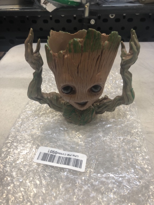 Photo 2 of Baby Groot Flower Pot, Tree Man Pen or Pencil Holder or Planters with Drainage Hole Perfect for a Tiny Succulents Plants Christmas Birthday Gift (Happy)