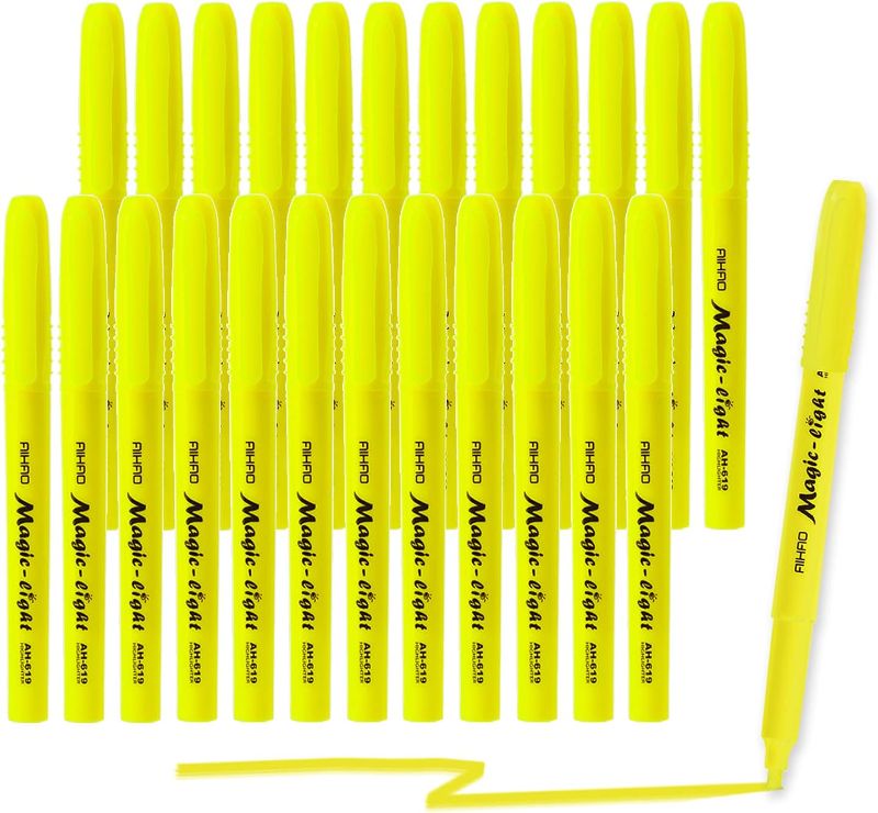 Photo 1 of AIHAO Highlighters Assorted Colors, Chisel Tip Highlighter Pens, Pocket-Style, Yellow, 24 Pack 