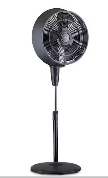 Photo 1 of 18 in. 3-Speed Wide-Angle Oscillating Outdoor Misting Fan and Pedestal Fan for Cool Down 500 sq. ft. - Black
