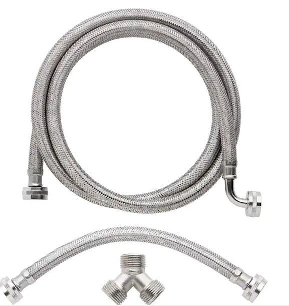 Photo 1 of 3/4 in. FHT x 3/4 in. FHT x 72 in. Braided Stainless Steam Dryer Installation Kit
