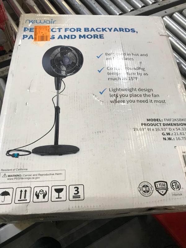 Photo 1 of 18 in. 3-Speed Wide-Angle Oscillating Outdoor Misting Fan and Pedestal Fan for Cool Down 500 sq. ft. - Black
