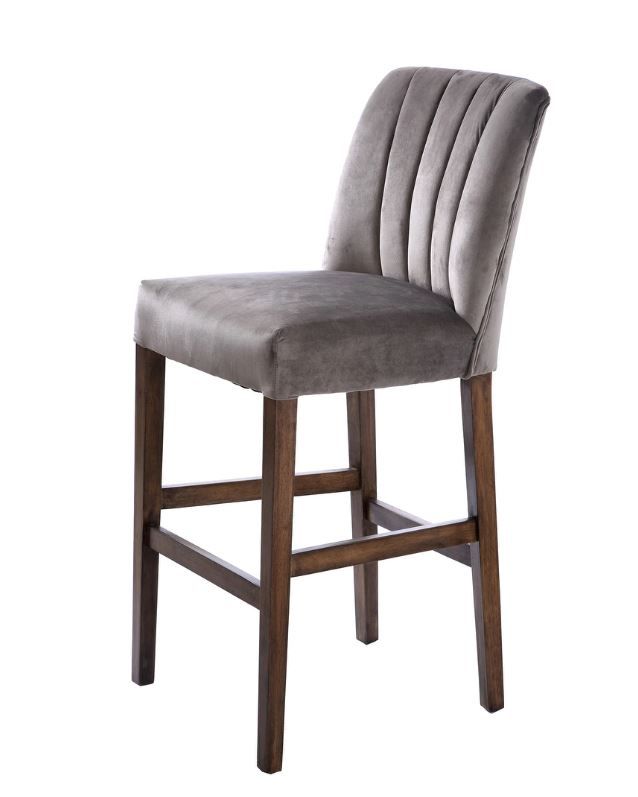 Photo 1 of Harp & Finial Capp Gray Velvet Bar Stool