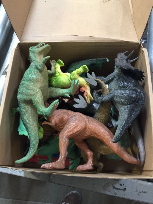 Photo 2 of Boley 12 Pack 9-Inch Educational Dinosaur Toys - Kids Realistic Toy Dinosaur Figures for Cool Kids and Toddler Education! (T-Rex, Triceratops, Velociraptor, and More!) Assorted