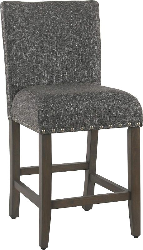 Photo 1 of Homepop Home Decor | Backless Nailhead Trim Counter Height Bar Stools | 24 Inch Bar Stools | Decorative Home Furniture (Slate Gray)
