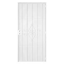 Photo 1 of 36 in. x 80 in. Su Casa White Surface Mount Outswing Steel Security Door with Expanded Metal Screen
