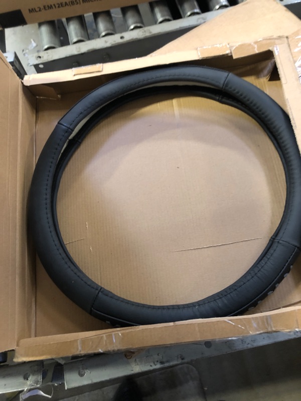 Photo 1 of FH Group FH2022GRAY Universal Fit 15 Inch Genuine Leather with Lace-Up Detailing Gray Steering Wheel Cover fits Most Cars, SUVs, and Trucks