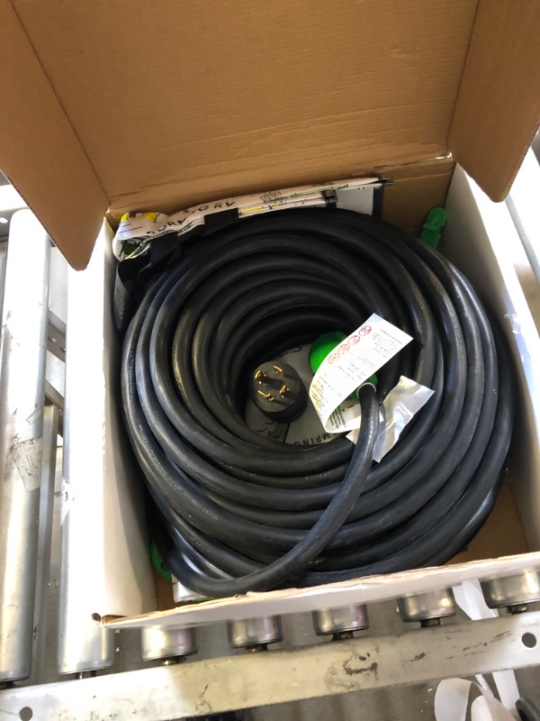 Photo 1 of RVGUARD 3 Prong 30 Amp 100 Foot Generator Extension Cord, NEMA L5-30P/L5-30R 125V 10 Gauge SJTW Generator Power Cord with Cord Organizer, ETL Listed 100FT