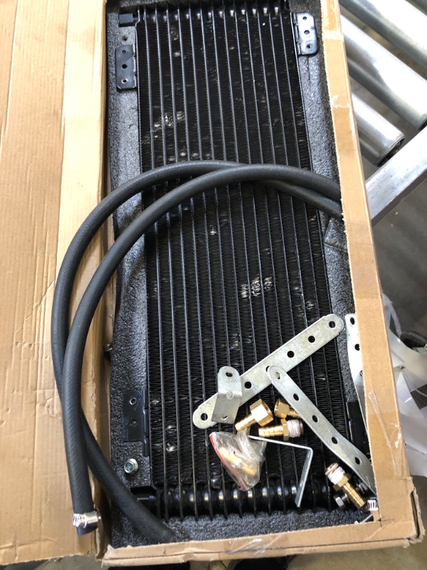 Photo 2 of LPD47391 47391 Low Pressure Drop Transmission Oil Cooler Suitable For Heavy Duty 40,000 GVW Max 40K Transmission Cooler including Mounting Hardware, Towing Applications and Advanced Cooling Protection BLACK