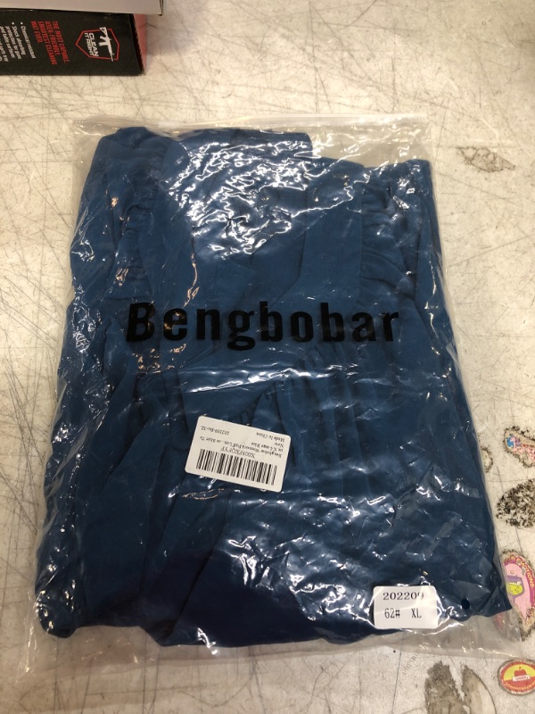 Photo 1 of Bengbobar Women's Square V Neck Solid Color Tunics Long Sleeve Pleated Dressy Blouse Tops - SIZE XL 
