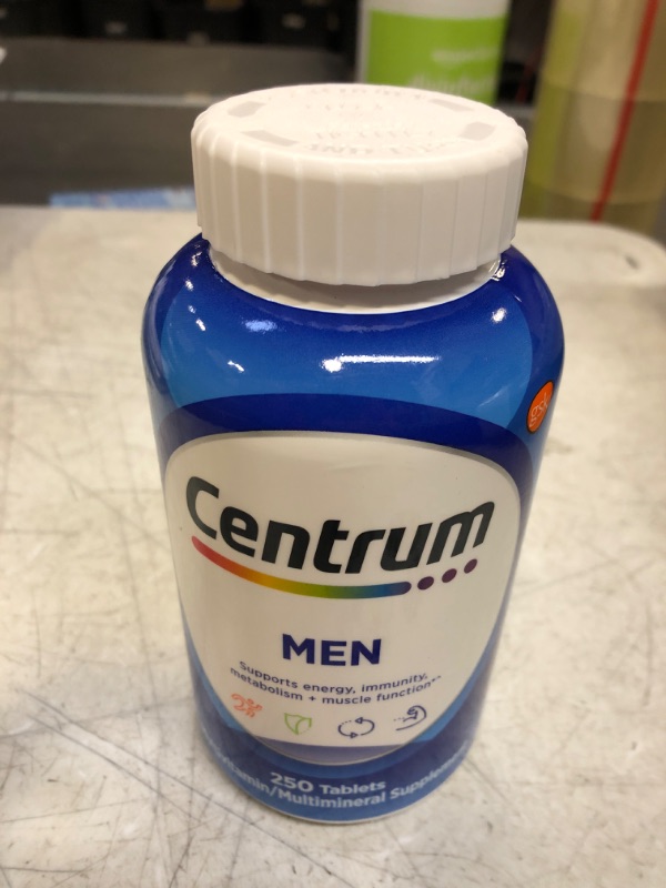 Photo 2 of Centrum Multivitamin for Men, Multivitamin/Multimineral Supplement with Vitamin D3, B Vitamins and Antioxidants, Gluten Free, Non-GMO Ingredients - 250 Count New 250 Count (Pack of 1)
