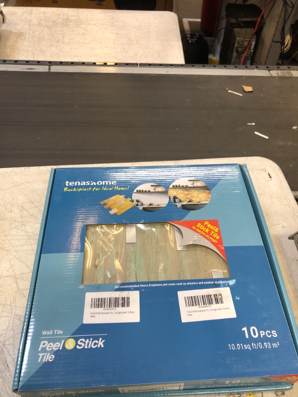 Photo 1 of TENASHOME 10-Sheet Peel Stick Backsplash Tile Stick on Kitchen Bathroom Fireplace in Beige Birch Metal Gold 10 Sheets Beige Birch Gold