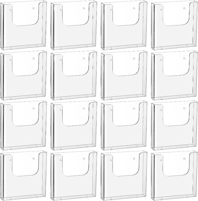 Photo 1 of 16 Pcs Brochure Holder 6.4 x 6.5 Inches Acrylic Flyer Holder Wall Mounted Magazine Holder Clear Document Holder Plastic Hanging Mail Holder for Wall Hanging Brochure Display for Office Class Supplies
