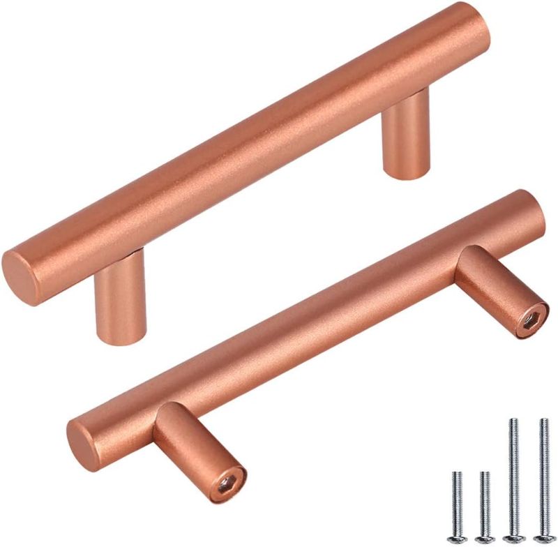 Photo 1 of 6 Pack |3.5" Copper Cabinet Handles Rose Gold Drawer Pulls Stainless Steel,Kitchen Furniture Hardware Door Handle Pull Modern T Bar,Hole Centers 