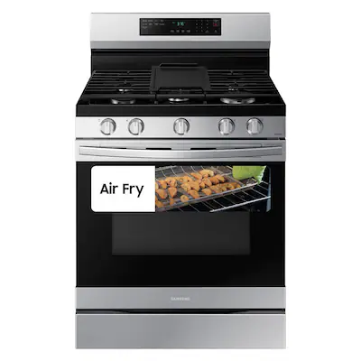 Photo 1 of Samsung 30-in 5 Burners 6-cu ft Self-cleaning Air Fry Convection Oven Freestanding Smart Natural Gas Range (Fingerprint Resistant Stainless Steel)
