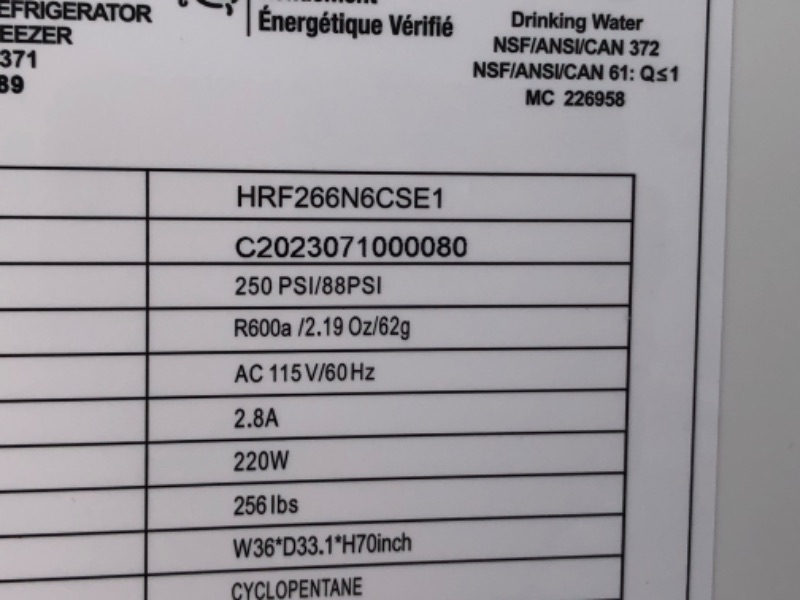 Photo 4 of Hisense 26.6-cu ft French Door Refrigerator with Ice Maker (Fingerprint Resistant Stainless Steel) ENERGY STAR