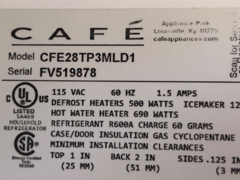 Photo 5 of Cafe 27.8 cu. ft. Smart French Door Refrigerator with Hot Water Dispenser in Matte Black, Fingerprint Resistant ENERGY STAR
