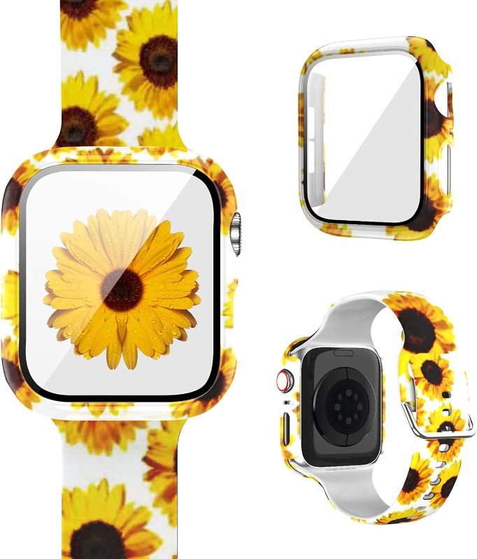 Photo 1 of [1+1] Pack Compatible for Apple Watch Band with Case for Apple Watch Series 38mm 3/2/1, Floral Printed Pattern Replacement Strap + Protective Case with Screen Protector for iWatch Accessories
