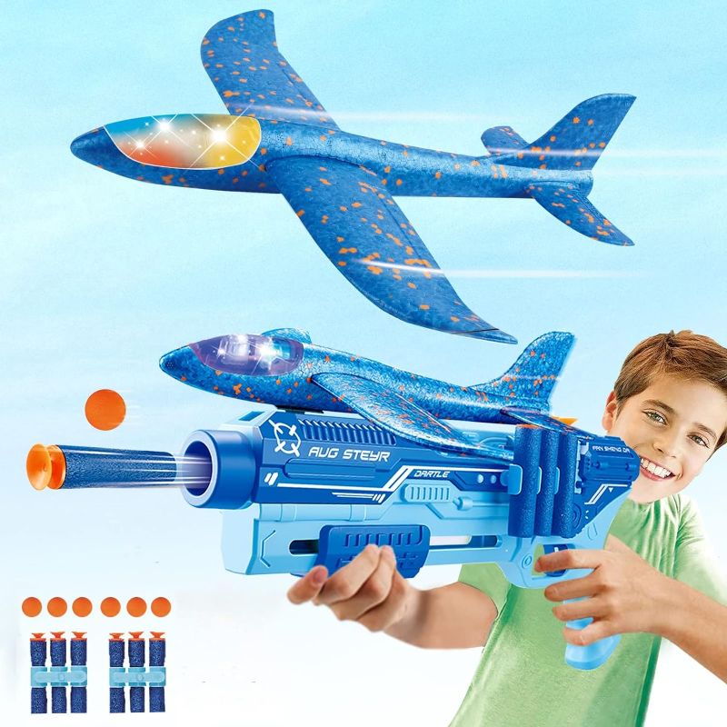 Photo 1 of DQiXFOi Airplane Launcher Toys, Foam Plane Toy for Boys Age 8-12, 2 Flight Mode Catapult Plane, Outdoor Toys for Kids Ages 4-8, Birthday Gift for 4 5 6 7 8 9 10 11 12 Year Old Boys Girls
