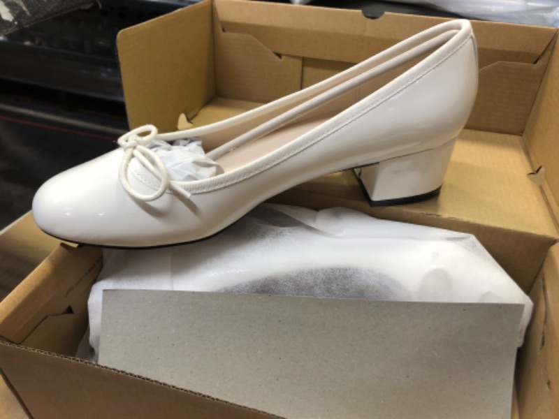 Photo 2 of 10---Klaciva Womens Chunky Low Block Heel Pumps Closed Toe Classic Slip On Office Work Wedding Dress Pump Shoes White