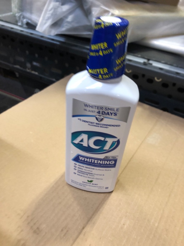 Photo 2 of ACT Whitening + Anticavity Fluoride Mouthwash 16.9 fl. oz. With Zero Alcohol, Dye Free, Gentle Mint---exp date 03/2025