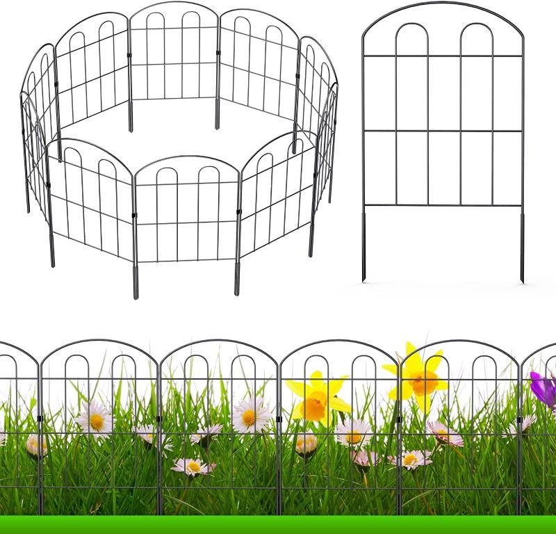 Photo 1 of 24 in. Metal Border Fence Decorative Garden Outdoor Coated Rustproof Landscape Wire Panels Decor
