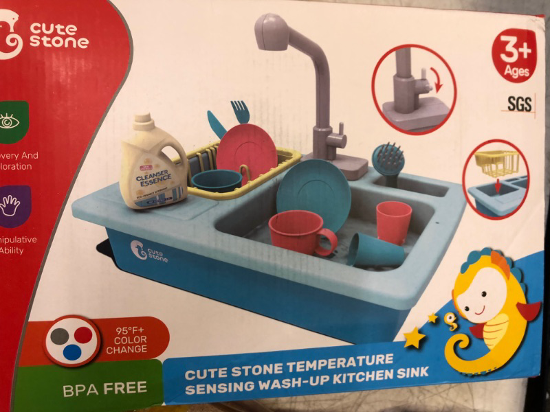 Photo 3 of CUTE STONE Kitchen Sink Toys Blue,  Great Gift for Boys Girls ( Tea Party Toys Not Included)