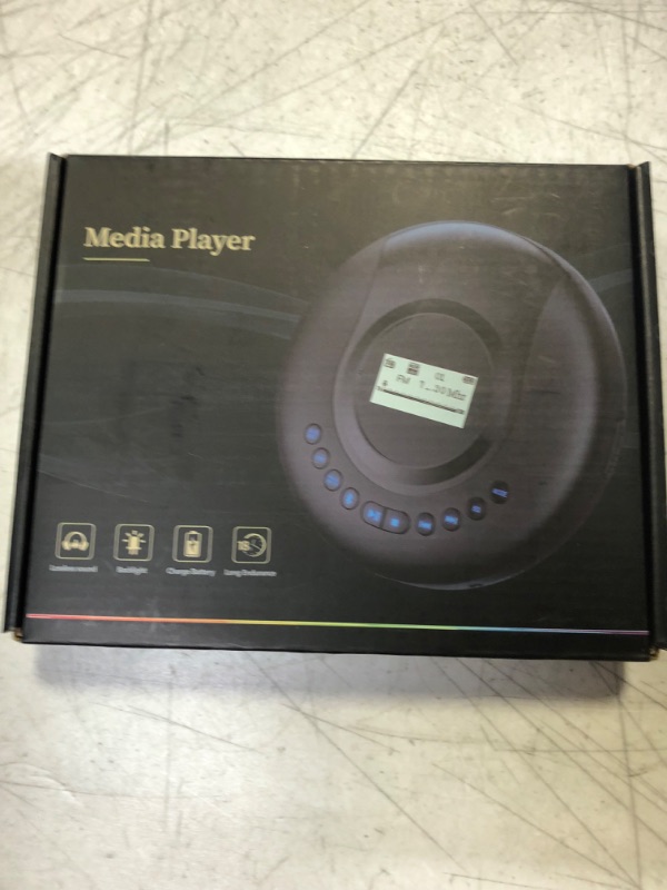 Photo 1 of CD Player Portable ARAFUNA, Portable CD Player Bluetooth with FM Radio, 2000mAh Rechargeable CD Player for Car with LCD Screen, Anti Shock Protection Walkman CD Player with Headphone, AUX Cable Black