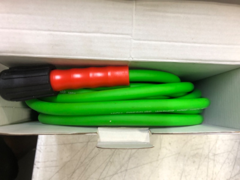 Photo 1 of YAMATIC Super Flexible Pressure Washer Hose 25FT 1/4", Kink Resistant Power Washer Hose Replacement for Flexzilla Uberflex Ryobi Genarac Troy Bilt Honda M22-14mm Rated 3200 PSI/Max 3700 PSI,Green Green 25 FT